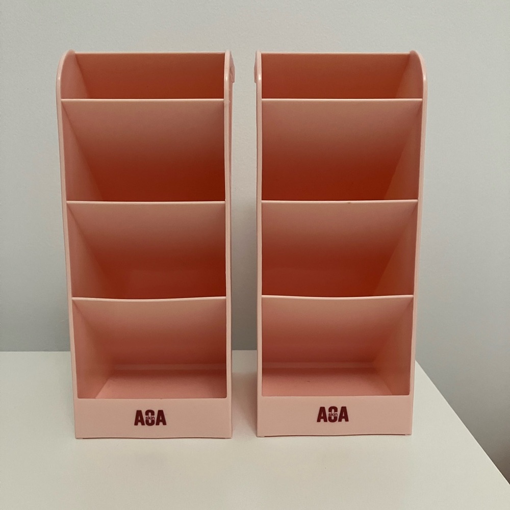 Set of 2 Pink Makeup Organizers